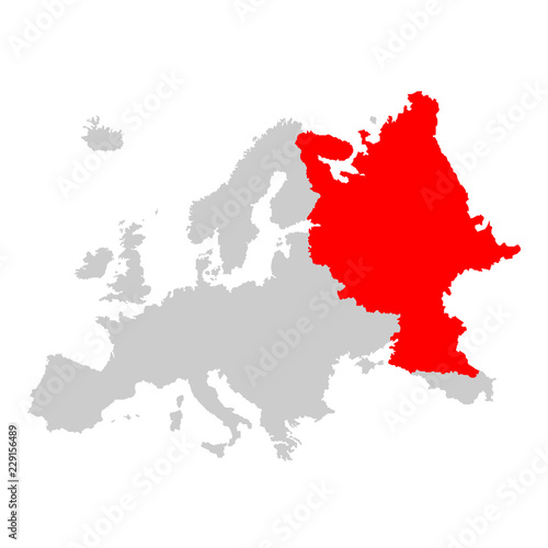 Russia on map of europe