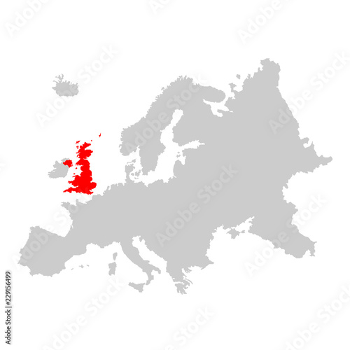UK on map of europe
