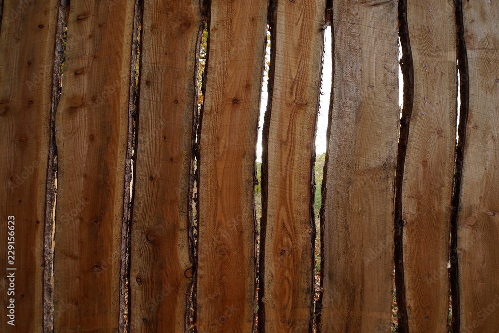 Fototapeta premium Struktur von unbearbeiteten Holzbrettern als Zaun
