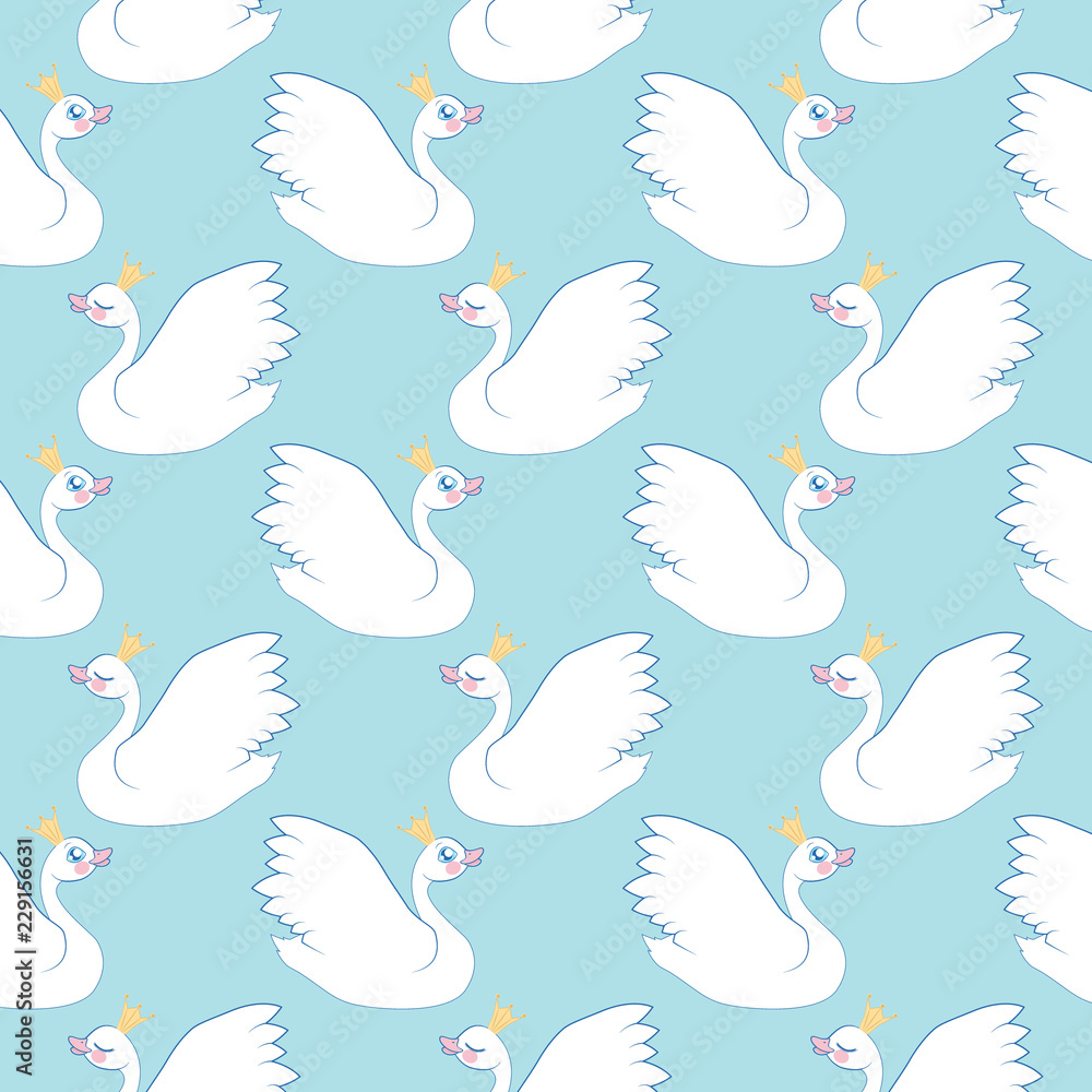 pattern with a white swan