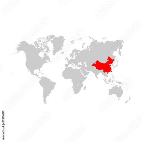 Fototapeta Naklejka Na Ścianę i Meble -  China on world map