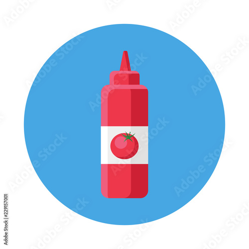 Tomato ketchup flat iconisolated on blue background. Simple tomato ketchup in flat style, vector illustration for web and mobile design.