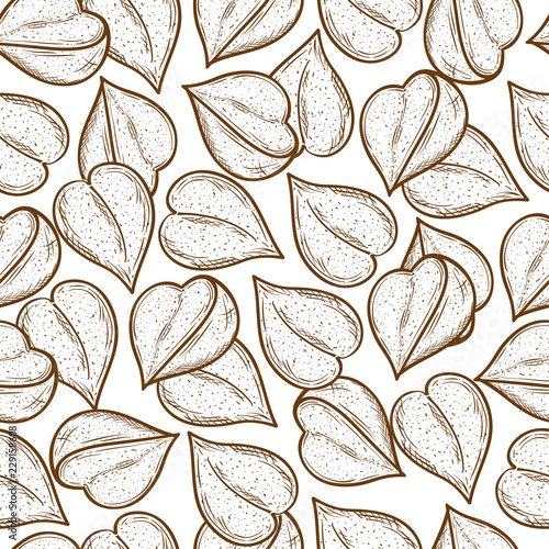 Buckwheat. Corn. Seed. Sketch. Background, wallpaper, seamless. Brown color.