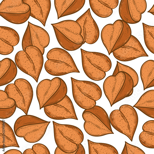 Buckwheat. Groats. Sketch, watercolor. Seamless. Background.