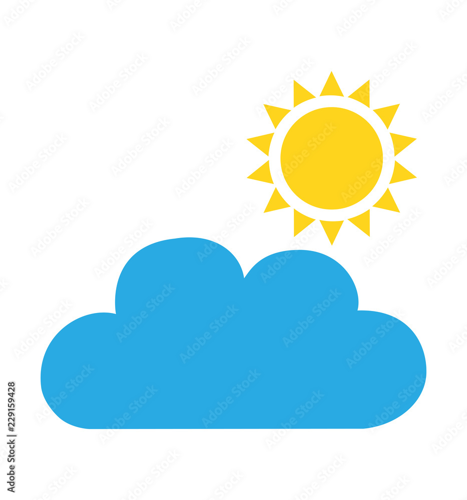 Icon cloud sun vector isolated on white Icon cloud sun vector isolated on white