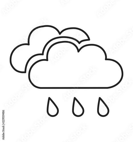 Rain and cloud icon vector line