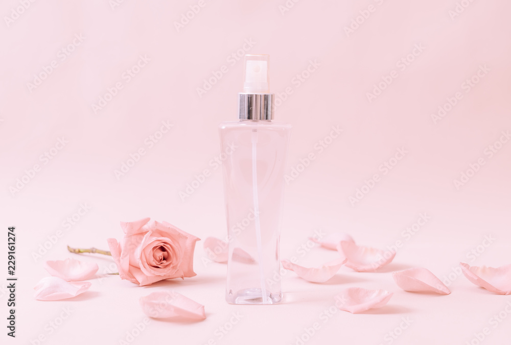 perfume bottle with rose petal perfume bottle with rose petal