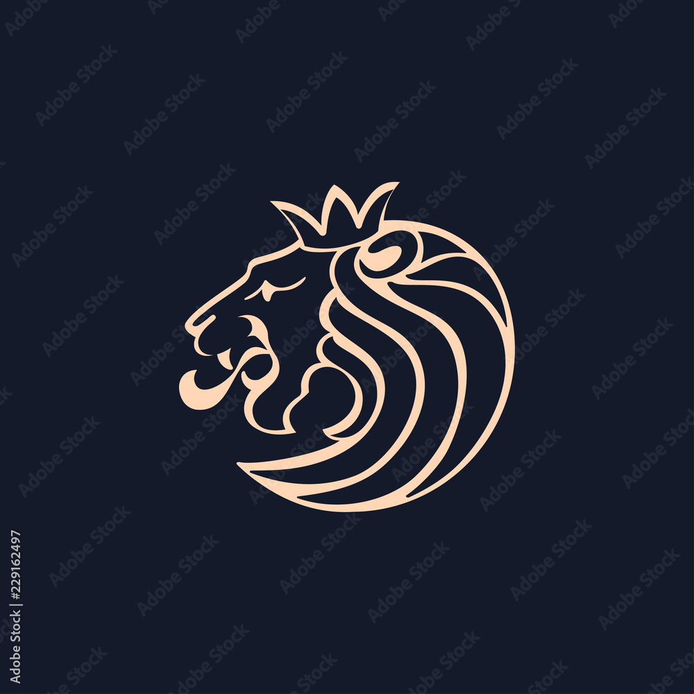 Lion logo. Lion head with crown - vector illustration, emblem design. Universal company symbol. Lion logo. Lion head with crown - vector illustration, emblem design. Universal company symbol.