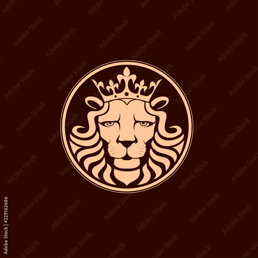 Lion logo. Lion head with crown - vector illustration, emblem design. Universal company symbol. Lion logo. Lion head with crown - vector illustration, emblem design. Universal company symbol.