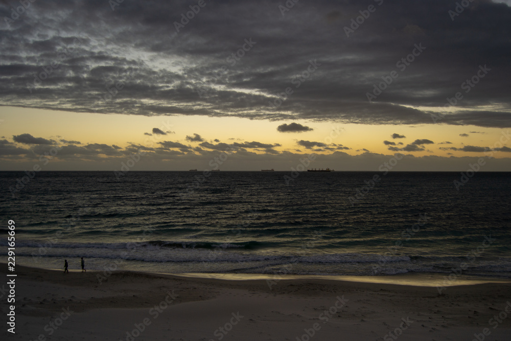 Landscape of a beach after sunset