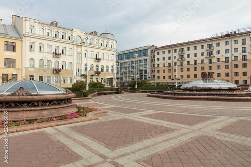Independence square in Minsk. Famous Independence Square in the morning time.