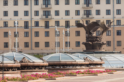 Independence square in Minsk. Famous Independence Square in the morning time.