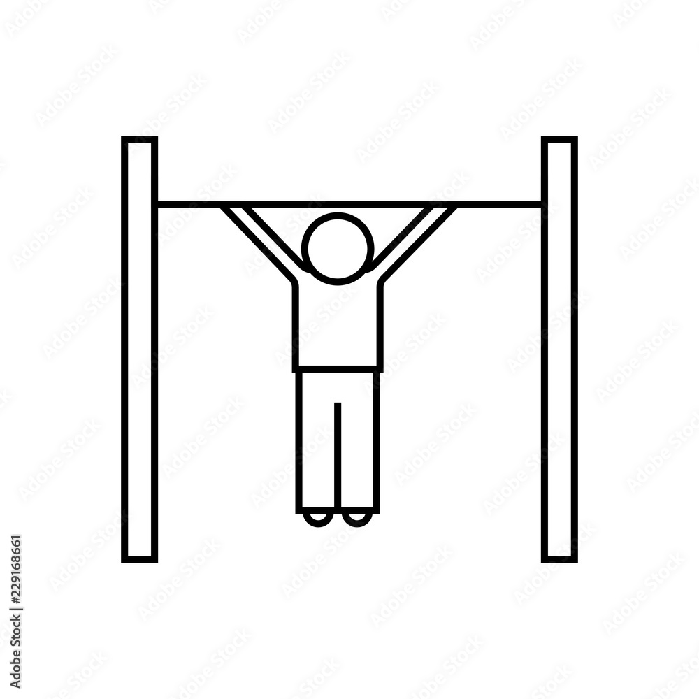 Fitness pull up line icon, fitness and sport, workout sign vector graphics, a linear pattern on a white background, eps 10. Fitness pull up line icon, fitness and sport, workout sign vector graphics, a linear pattern on a white background, eps 10.