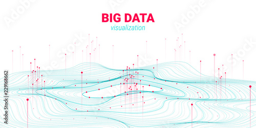 Wave 3D Big Data Visualization. Analysis Infographic.