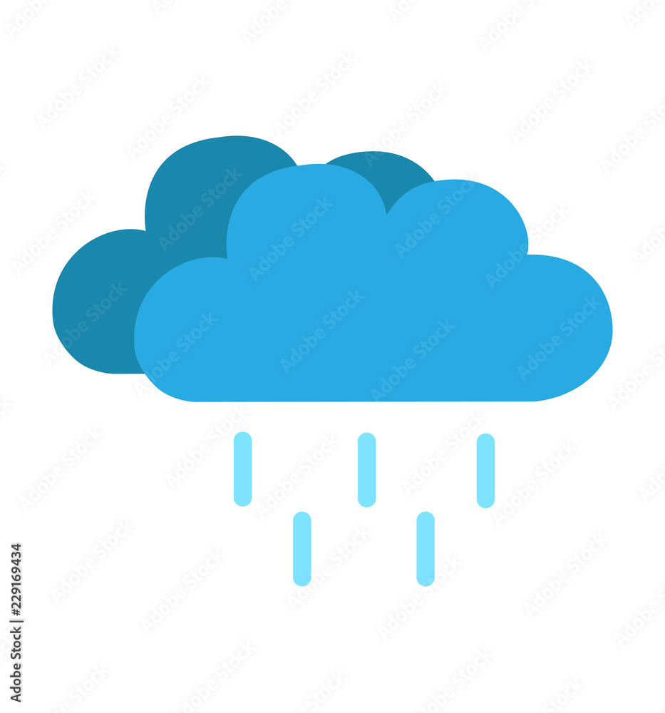 Weather cloud rainy flat icon isolated on white background vector illustration for web site design Weather cloud rainy flat icon isolated on white background vector illustration for web site design