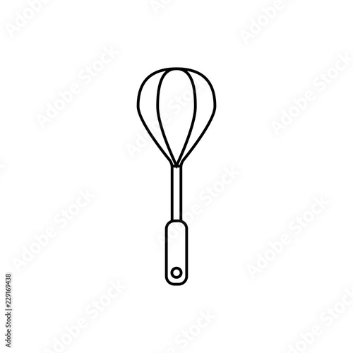 Egg beater thin line icon, kitchen and cooking, whisk sign vector graphics, a linear pattern on a white background, eps 10.