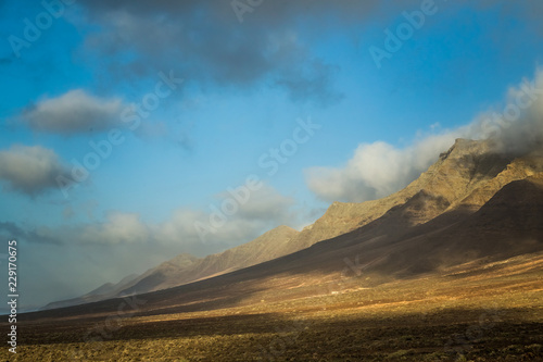 Cloudy mountain range in Cofete, south of Fuerteventura.