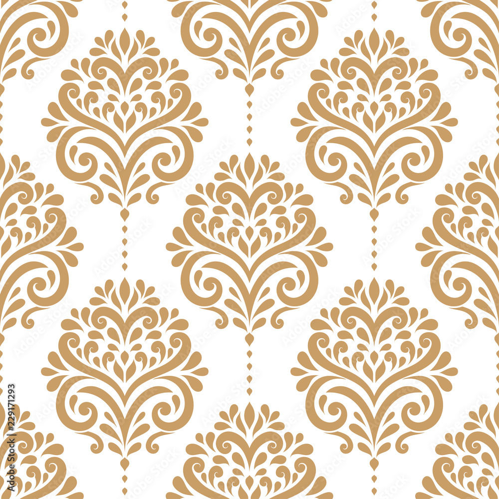 Golden vintage vector seamless pattern, wallpaper. Elegant classic texture. Luxury ornament. Royal, Victorian, Baroque elements. Great for fabric and textile, wallpaper, or any desired idea.
