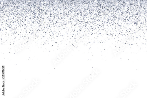 Silver glitter particles on white background. Vector