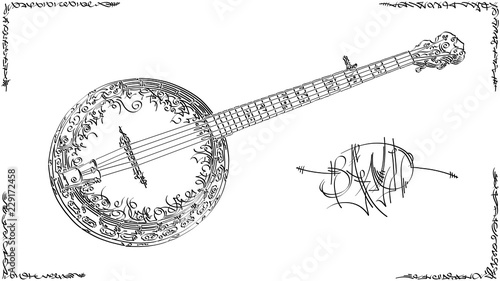 Vector illustration drawing of banjo.