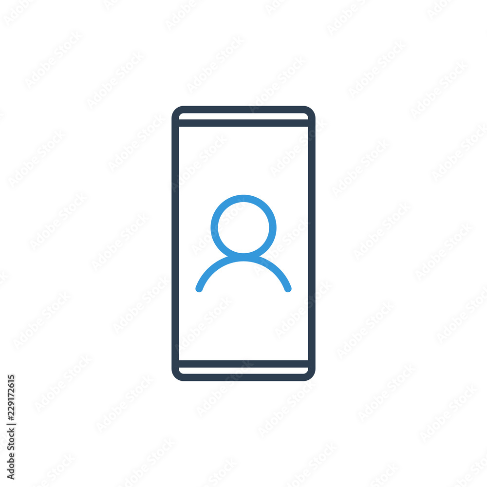 Simple Line of Cell Phone Vector Icon - user account profile Simple Line of Cell Phone Vector Icon - user account profile