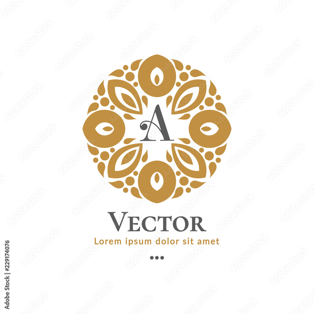Vector emblem. Elegant, classic elements. Can be used for jewelry, beauty and fashion industry. Great for logo, monogram, invitation, flyer, menu, brochure, postcard, background, or any desired idea. Vector emblem. Elegant, classic elements. Can be used for jewelry, beauty and fashion industry. Great for logo, monogram, invitation, flyer, menu, brochure, postcard, background, or any desired idea.