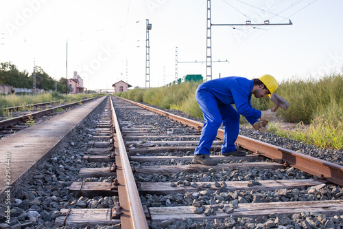 worker working on railroad