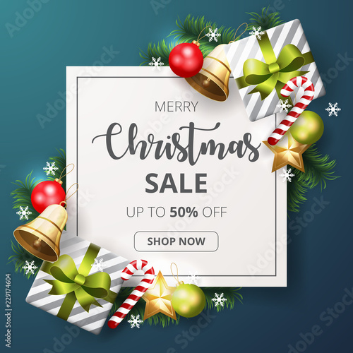 Christmas sale banner with christmas elements.