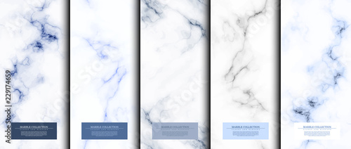 Marble collection abstract pattern texture navy blue sky background template vector