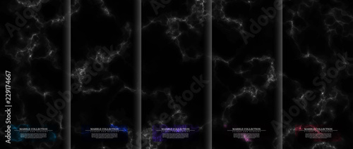 Marble collection abstract pattern texture dark background template vector