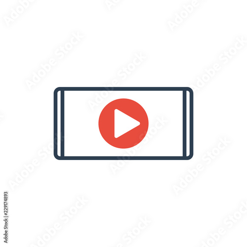 Simple Line of Cell Phone Vector Icon - Video play icon. Free Download Simple Line of Cell Phone Vector Icon - Video play icon. - GFXLoad