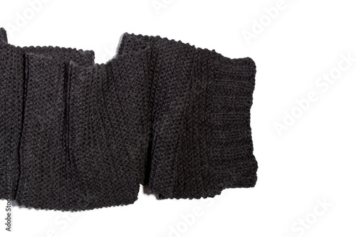 Knitted wool dark grey scarf
