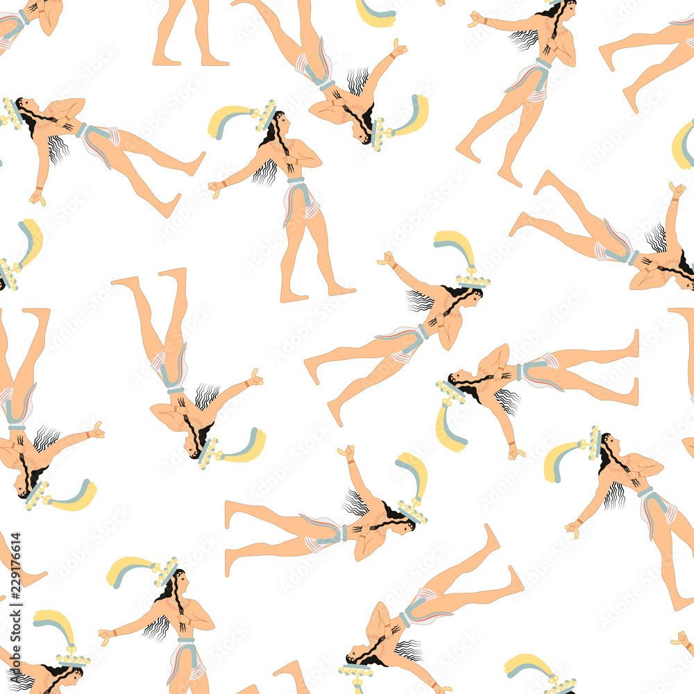 Prince of Knossos Palace. Ancient Greece. Seamless pattern Prince of Knossos Palace. Ancient Greece. Seamless pattern