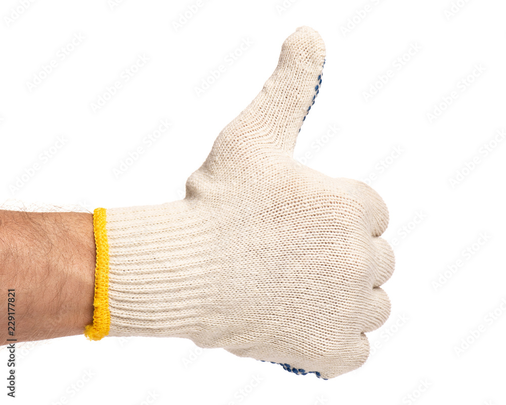 Male hand with thumbs up sign, isolated on white background Stock