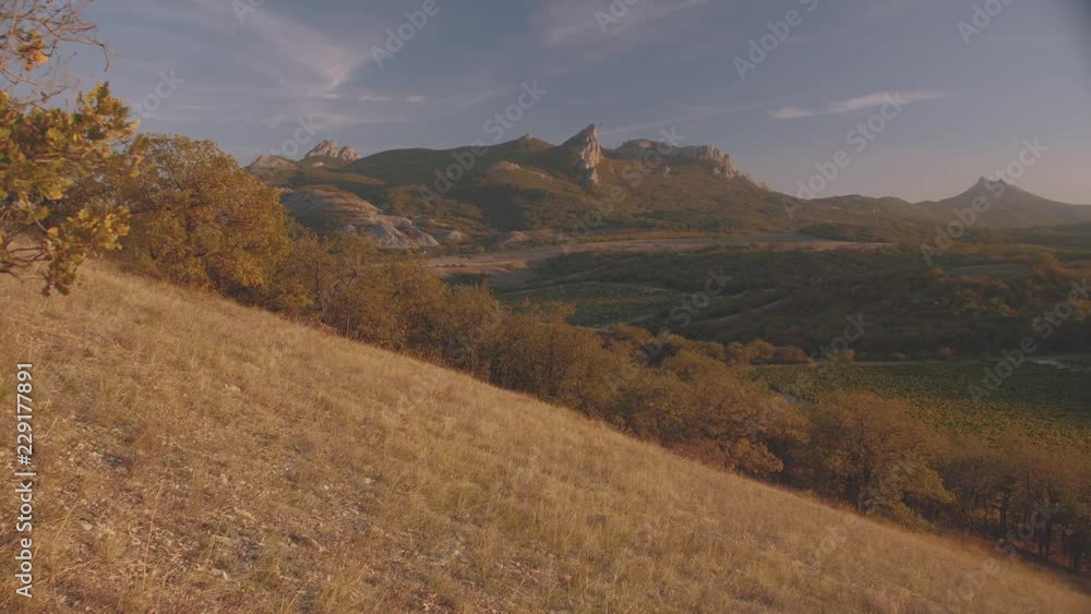 mountain panorama at sunset in autumn mountain panorama at sunset in autumn