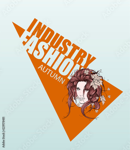 Beautiful Women face. Autumn fashion. Girls Illustration. Young woman face