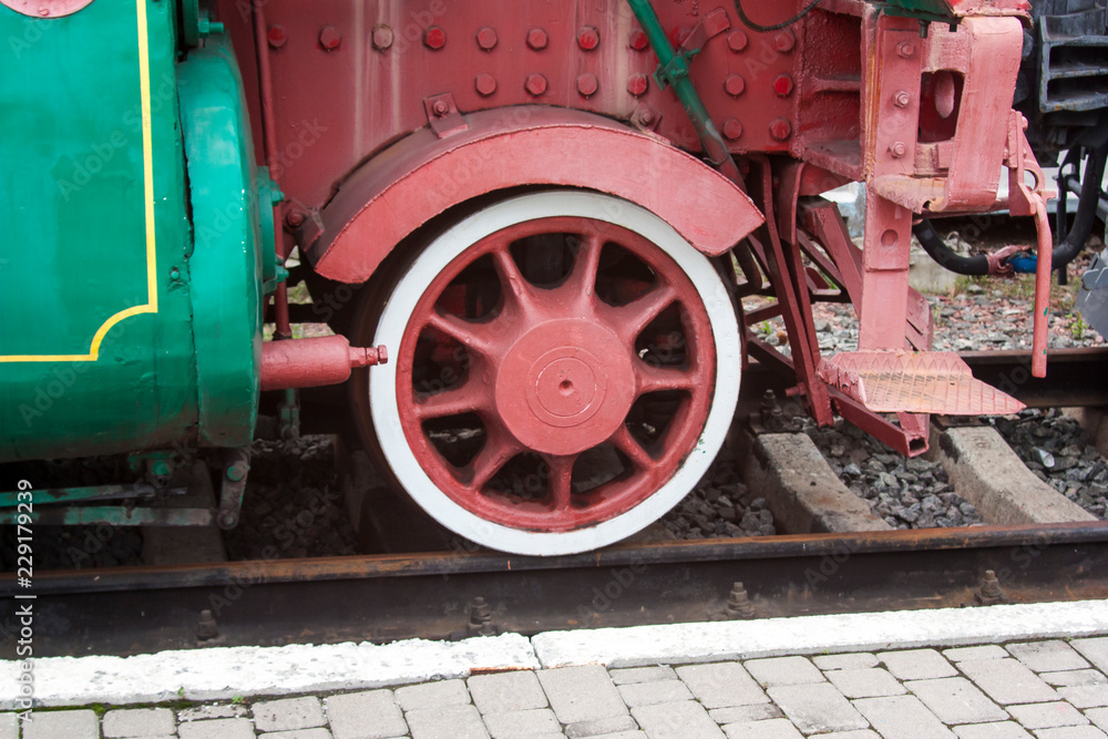 Wheel of old locomotive