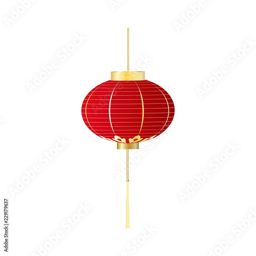 Chinese red lantern isolated on white. vector. © ANGELINA
