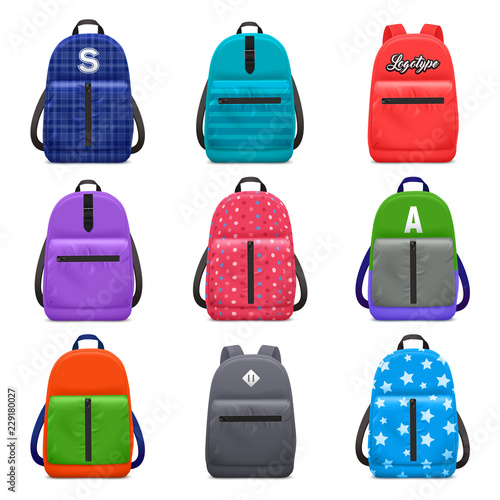 Realistic School Backpacks Set