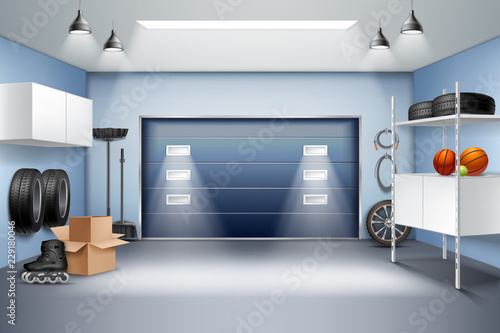Garage Interior Realistic Composition 