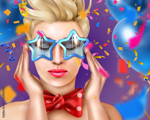 Woman Realistic Carnival Poster 