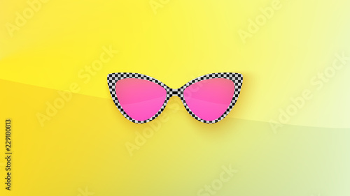 Sunglasses wallpaper. Trendy colors. Fashion background. Summer. Holographic. Rim. Eyeglasses. Party. Poster backdrop. Sunglasses. Tropical. Cat eye rim style. Retro.