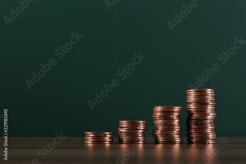 Growth Coins With Chalkbaord Background photo