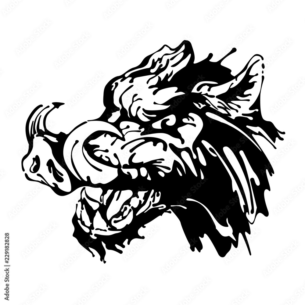 Boar Head Logo Ink stain Mascot Emblem Stock Vector Adobe Stock