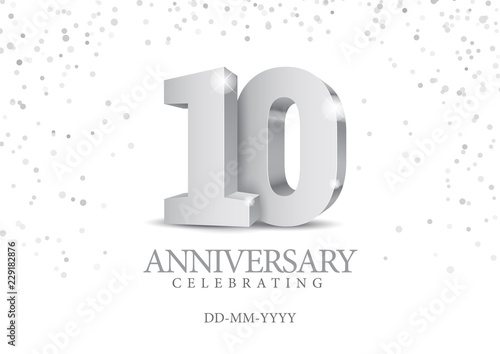 Anniversary 10. silver 3d numbers.