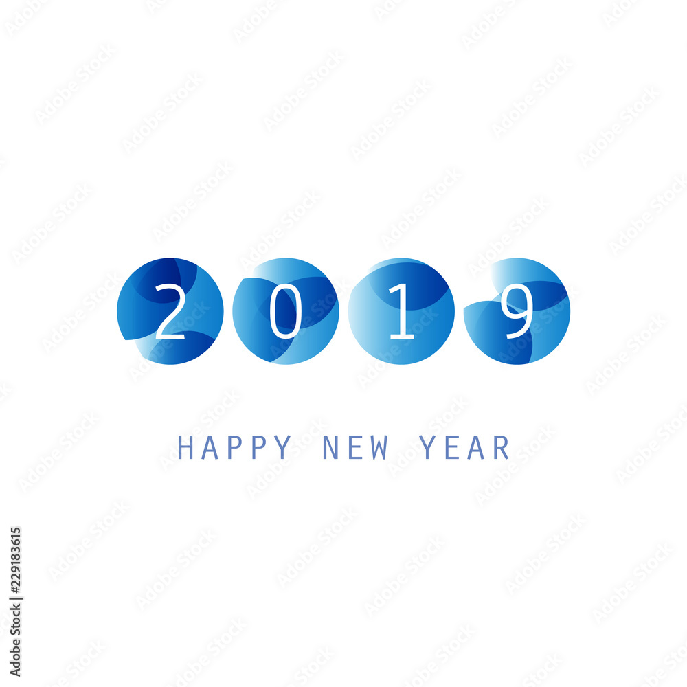 Simple Blue and White New Year Card, Cover or Background Design Template - 2019 Simple Blue and White New Year Card, Cover or Background Design Template - 2019
