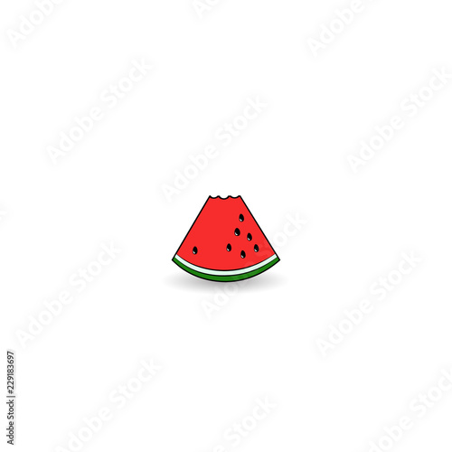 Watermelon slice icon with bite taken off. Vector illustration.