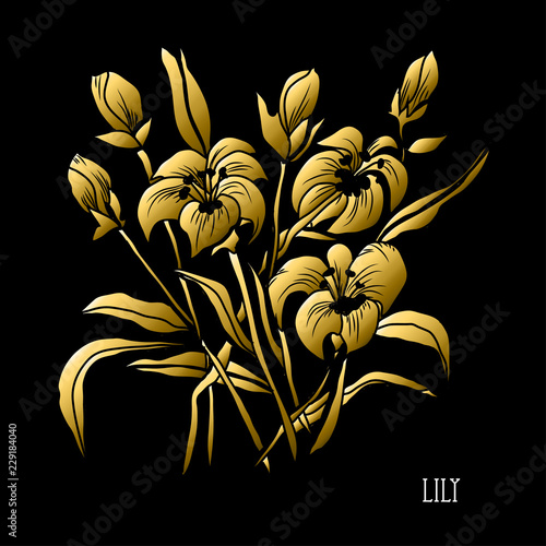 Fototapeta Naklejka Na Ścianę i Meble -  golden floral decoration