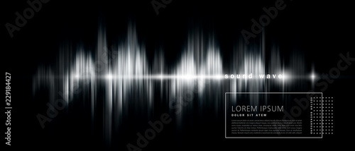 vector abstract background with a sound wave, black and white version. Element for design, template, banner