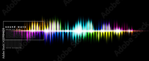 vector abstract background with a colored sound wave on a black background. Element for design, template, banner
